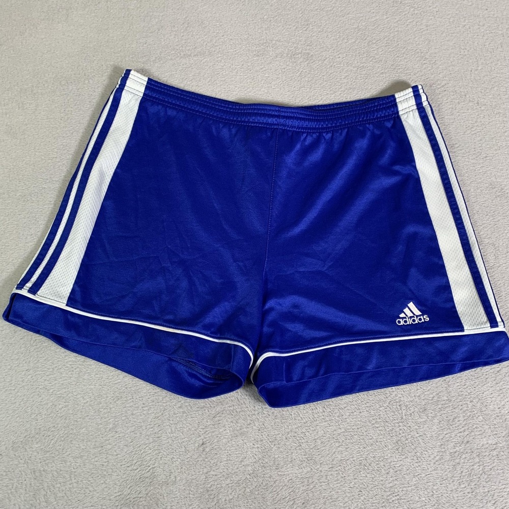 Vintage Adidas Shorts Mens Medium Blue White 3-Stripes Mesh Running 5" Inseam